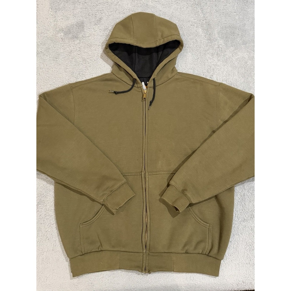Vintage Carhartt Zip Up Hoodie Men's L Green Thermal Lined J149 ARG Heavyweight